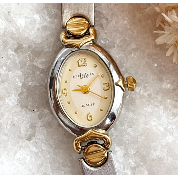 LA Express Dual T Thin Bracelet Bracelet Ladies Vintage Wristwatch - mm - WORKS! - Picture 1 of 11